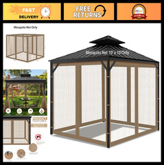Universal 10&prime; x 10&prime; Mosquito Netting Screen for Gazebo, Patio, Canopy, Garden –
