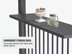 6.5x12FT Outdoor Hardtop Grill Gazebo w/2 Side Shelves and Ceiling Hook,Gray