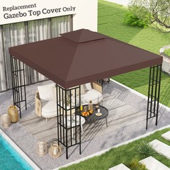 9.84&prime; Square 2-Tier Gazebo Canopy Top Replacement, Light Grey