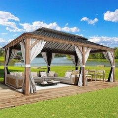 12&rsquo;x20&prime; Hardtop – Aluminum Frame, Double Roof, Curtains & Net, Wooden Coated