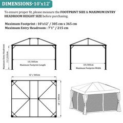 Durcover 10X12Ft Replacement Mosquito Netting Universal Gazebo Netting Zippers