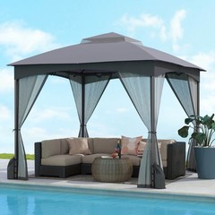 10 X 10&prime; Patio Gazebo with Netting Walls 4 Sandbags Zippered Doors Outdoor