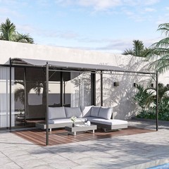 10&prime; x 13&prime; Steel Outdoor Pergola Gazebo Patio Canopy Backyard Garden Gray