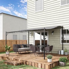 10&prime; x 13&prime; Steel Outdoor Pergola Gazebo Patio Canopy Backyard Garden Gray