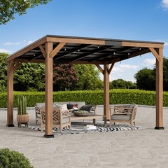 Cedar Wood Gazebo Hardtop Slope Roof Durable and Rot-Resistant for Backyard Deck