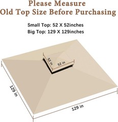 Light Beige Replacement Roof for L-GZ136PST Model Gazebo – UV & Water Repellent