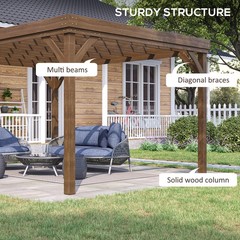 10&prime; x 12&prime; Outdoor Wood Pergola Gazebo with Stable Structure, Brown