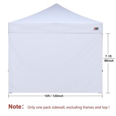 ABCCANOPY Instant Canopy SunWall 10×10 FT, 1 Pack Sidewall Only, 10×10, White