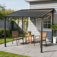 10×10 FT Outdoor Patio Pergola Lean to Wall-Mounted Carport Waterproof Backayrd