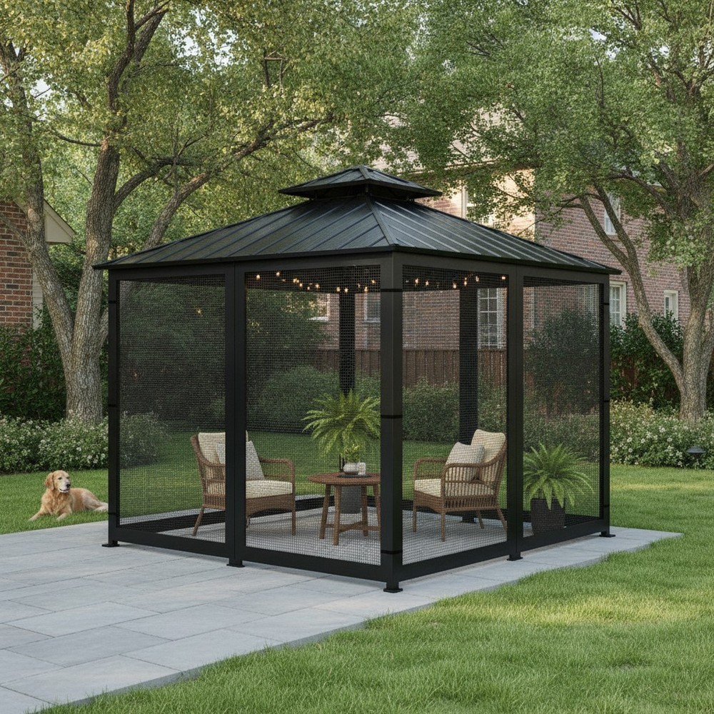 Gazebo Replacement Mosquito Netting Outdoor Universal 4-Panels Screen Sidewalls