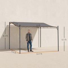 10&prime; x 13&prime; Steel Outdoor Pergola Gazebo Patio Canopy Backyard Garden Gray