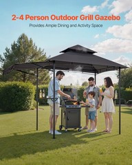 VEVOR 8&rsquo;x5&prime; BBQ Grill Gazebo Canopy Shelter Tent Shelf & Awning Double-Tiered