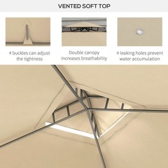 Taupe 9.6&prime; x 11.6&prime; Outdoor Patio Gazebo Pavilion Canopy Tent with 2 Tier Roof
