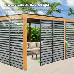 Louvered Pergola Shade Aluminum Screen: Waterproof, UV & Wind Resistant,Grey