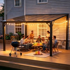 12x10FT Gazebo Pergola Hardtop Gazebo Metal Large Galvanized Steel Patio Canopy