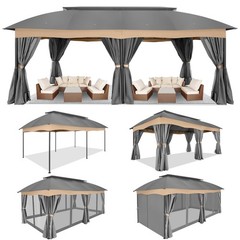 12x20ft Heavy Duty Gazebo with Privacy Curtains Outdoor Waterproof Party Canopy