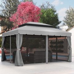 10&prime; x 13&prime; Patio Gazebo with Aluminum Frame for Outdoor, Gray