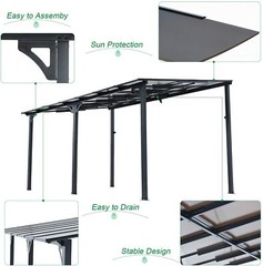 Metal Outdoor Pergola Gazebo Garden Awning Patio Canopy Rectangle SunShade 3size