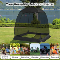 Instant Pop-Up Gazebo with Mosquito Netting – UV Resistant Canopy for 10 People
