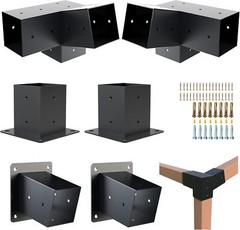 15° 3-Way Slanted Roof Pergola Bracket Set, Powder-Coated Roof Wall Mount 4&Prime;x4&Prime;
