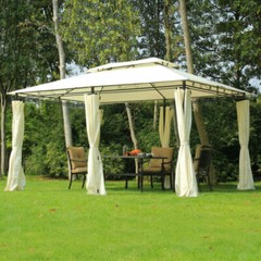 10×13 Outside Relaxing Cabana w/ Steel Frame & Removable Curtains, Cream White