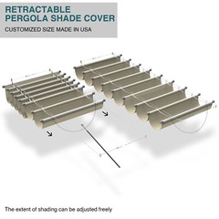 Retractable Pergola Canopy Gazebo Deck Awning Yard Steel Wire Sun Shade Cover