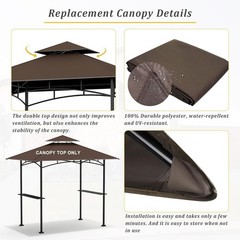 Grill Gazebo Replacement Canopy Top – 5&rsquo;X8&prime; Outdoor BBQ Tent Roof Cover Double