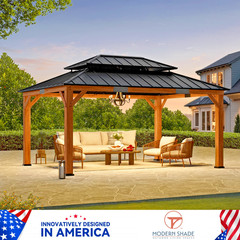 Rosewood Gazebo 12&prime; x 16&prime; Cedar Framed Gazebo with Double Galvanized Steel Roof