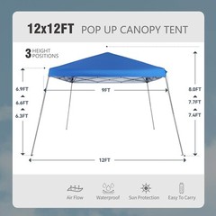 12×12&rsquo;Pop Up Canopy Outdoor Foldable Slant leg Wedding Party Tent with 4 Sandbag