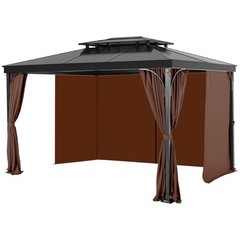 Gazebo Privacy Curtain 10&prime; x 10&prime; x 6.9&prime; Waterproof Gazebo Curtains Coffee