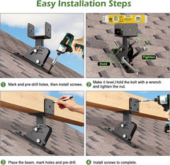 Patio Roof Riser Adjustable & Anchored Angle Pergola Roof Riser Heavy Duty Stain
