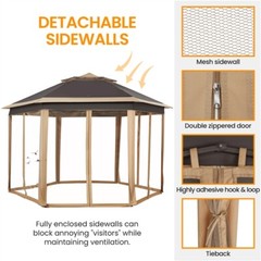 13&prime; x 13&prime; Double Roof Outdoor Patio Gazebo Pop Up Canopy Tent with Mesh Netting