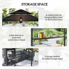 8&prime; x 5&prime; Grill Gazebo, 2-Tier Outdoor BBQ Gazebo, Dark Gray