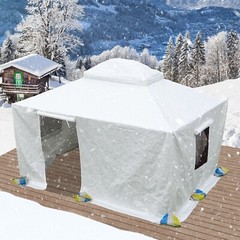 Domi 10&rsquo;x10&prime; Universal Winter Gazebo Cover w/Sidewalls and Mesh Windows(White)