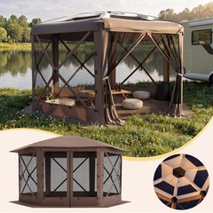 13×13 ft 6 Sided Pop up Gazebo Outdoor Screen House Tent Mesh Removable Top