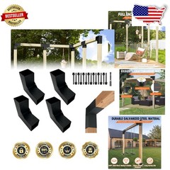 Heavy Duty Pergola Brackets 4 Pack 4×4 2-Way Corner L-Shape Black Powder Coated