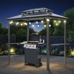 8&rsquo;x5&rsquo;BBQ Grill Hardtop Gazebo Aluminum Frame Double Polycarbonate(PC) Sun Roof