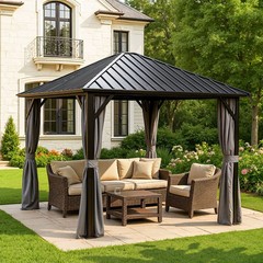 10&rsquo;x10&prime; Aluminum Gazebo Steel Canopy Roof Outdoor Permanent Hardtop Gazebo