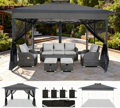 13&rsquo;x13&prime; Pop up Gazebo Screen Tent Outdoor Garden Patio Canopy with 4 Sandbags