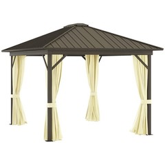 10&prime; x 12&prime; Cream Hardtop Gazebo, Mesh, Curtains, Steel Roof, Aluminum Frame