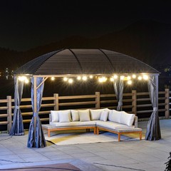 10×13 Hardtop Gazebo with Aluminum Frame Permanent Arc Metal Roof Gazebo, Gray
