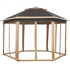13&prime; x 13&prime; Double Roof Outdoor Patio Gazebo Pop Up Canopy Tent with Mesh Netting