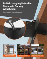 VEVOR 6×6&Prime; Pergola Bracket Kit Inner 5.5×5.5 4-Way Woodworks DIY Post 2 pcs