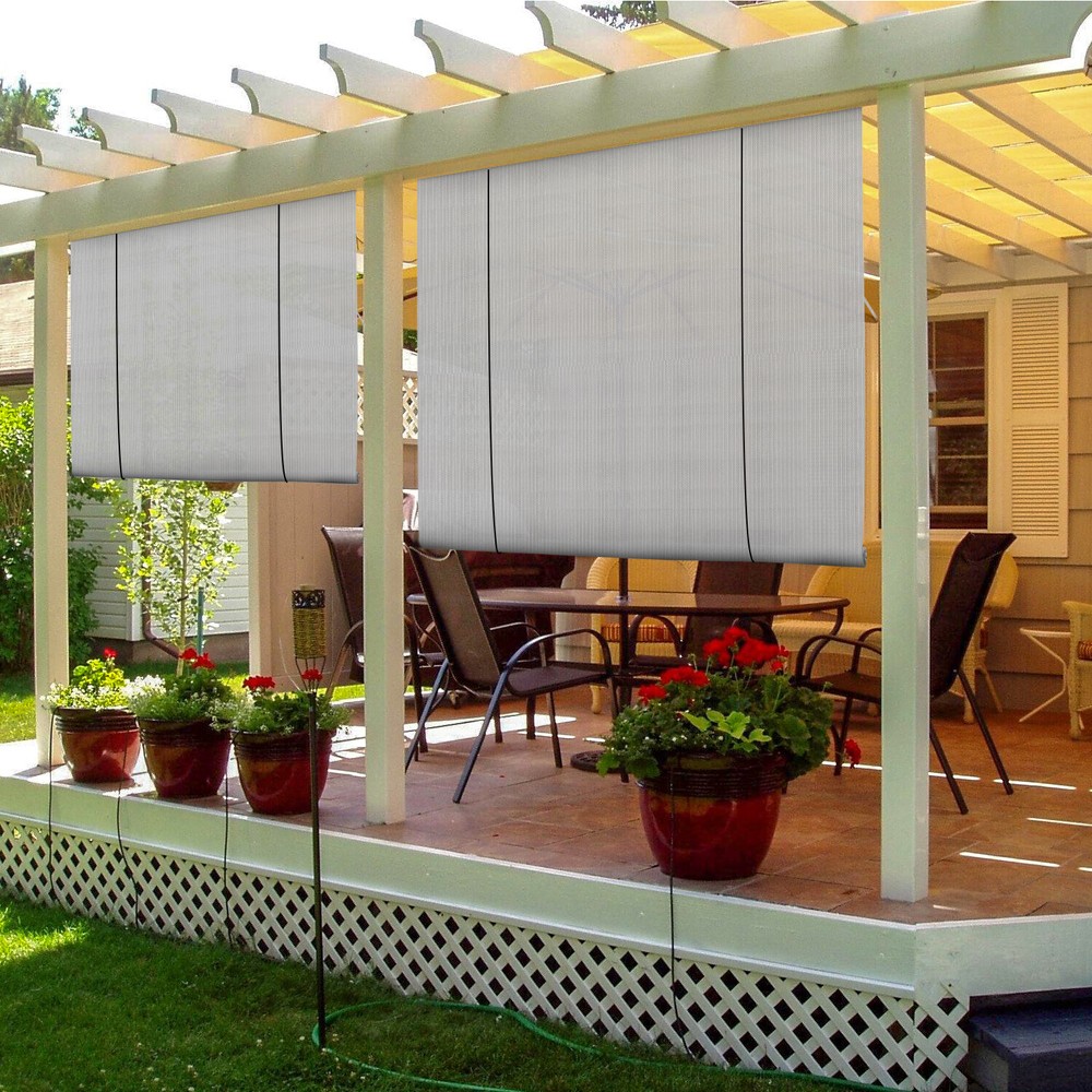 Outdoor Roll Up Shade Gray Roller Shade UV Blind for Patio Porch Pergola Gabezo