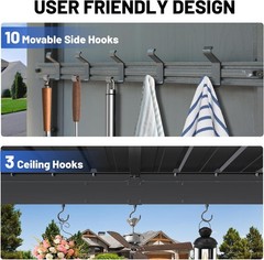 9X10FT Outdoor Hardtop Grill Gazebo with Storage Shelves and Expansion Platform
