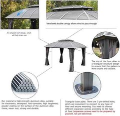 10&prime; x 12&prime; Hardtop Gazebo Outdoor Aluminum Arc Gazebo for Patios Double Roof