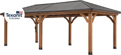Barrington 24&prime; X 12&prime; Cedar Wood Outdoor Gazebo Pavilion with Hardtop Galvanized