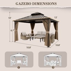 EAGLE PEAK 12×12 Galvanized Steel Double Roof Hardtop Gazebo