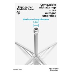 White Folding Umbrella Stand Iron Construction Wide 4-Leg Base for Stability