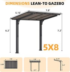 Hardtop Gazebo Freestanding Metal Carport Patio Pergola Roof Awning Shelter